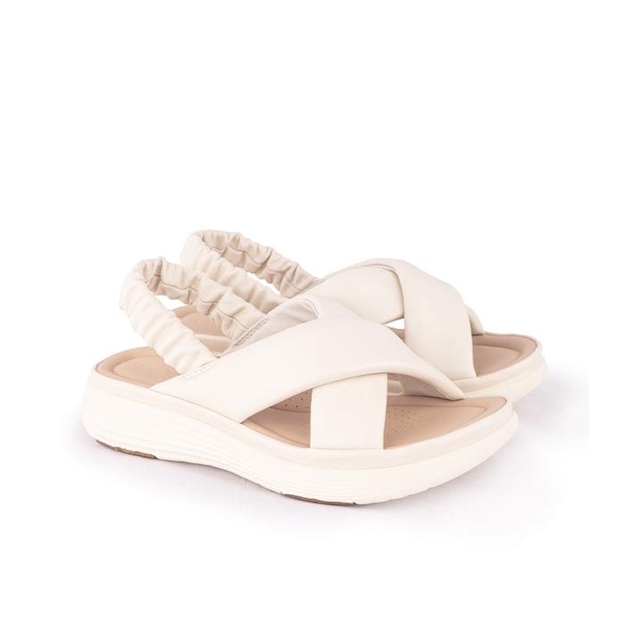 Sandal Strap Sling Back Wanita Casual Gino Mariani Brianna Off White Leather