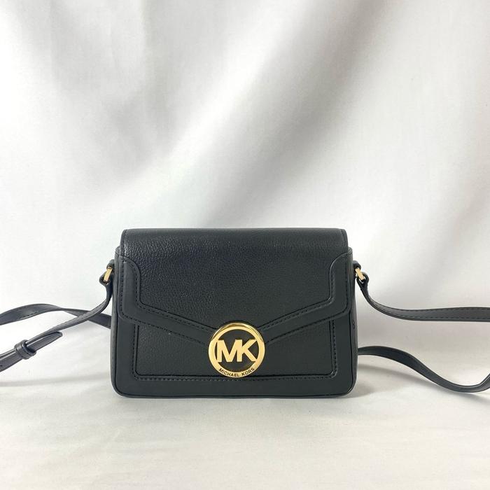 tas wanita mk jessie small flap crossbody black vj
