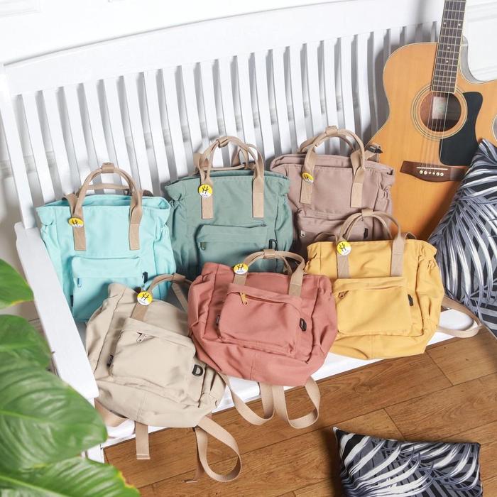 Himeku TIMY MINI Totepack 3 in 1 - Tas Kecil Multifungsi - Backpack Totebag Handbag - Ransel Kanvas