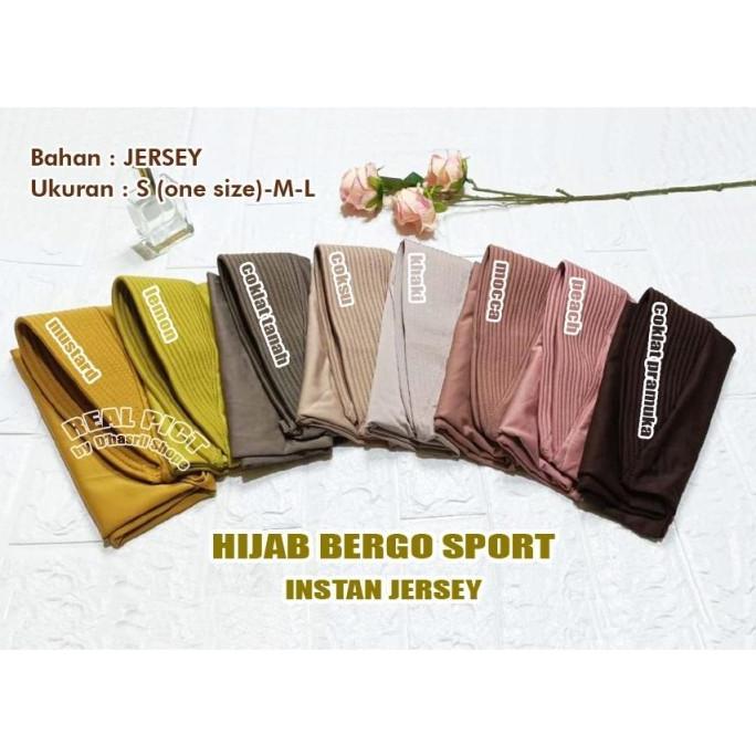 gojek | hijab bergo sport jersey premium jilbab instan sporty menutup dada kerudung hamidah shamira 