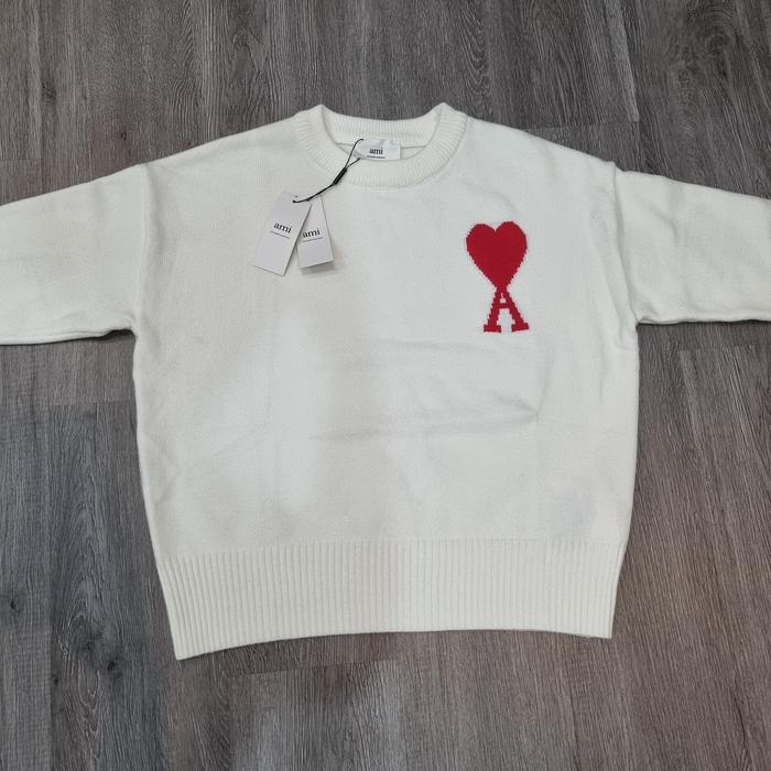 AMI Paris Ami De Coeur knit sweater cream red original (brand new with tag) | sweatshirt crewneck
