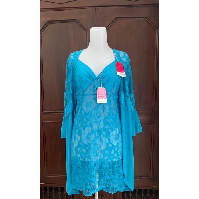 THE BRAHOUSE SET KIMONO + LINGERIE DRESS WARNA MAROON BEST SELLER