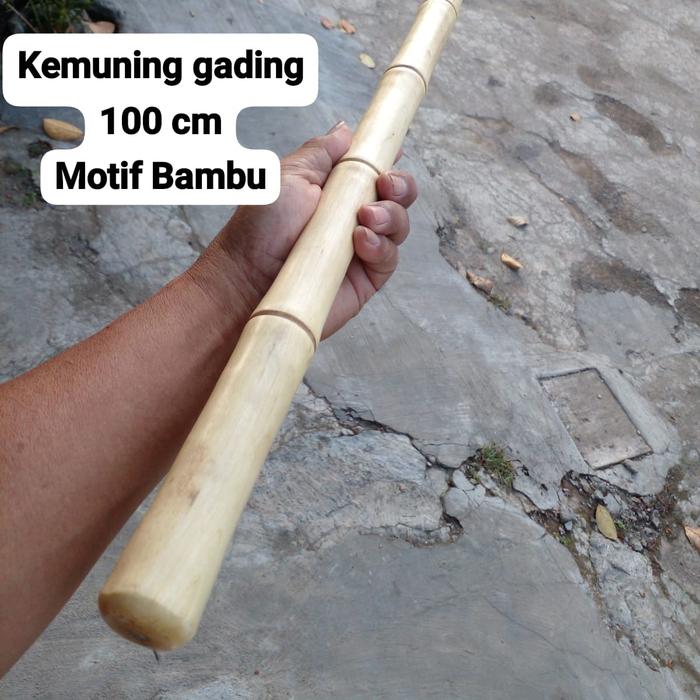 Tongkat jalan kayu kemuning ori motif bambu panjang 1 meter