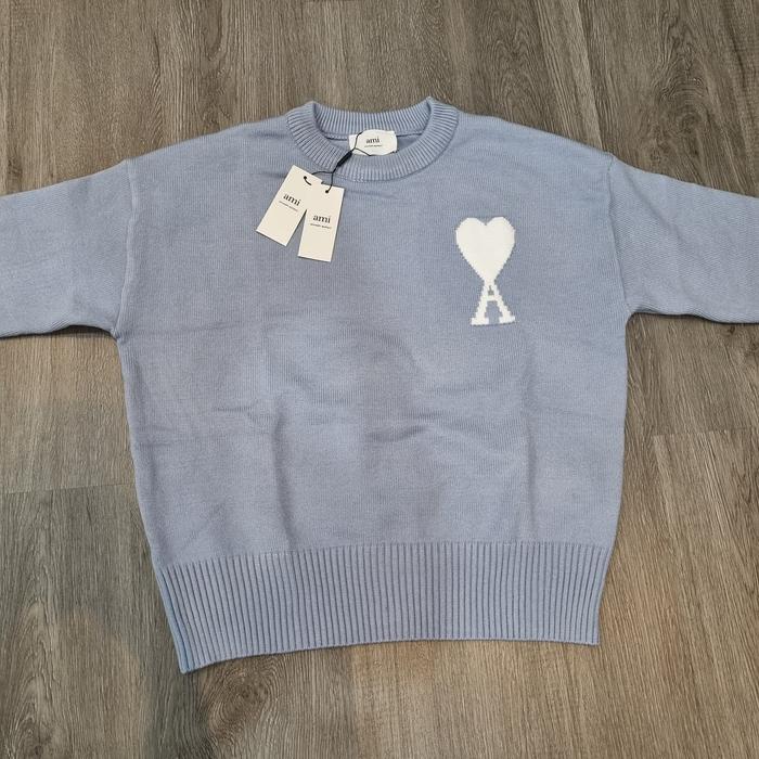 AMI Paris Ami De Coeur knit sweater baby blue original (brand new with tag) | sweatshirt crewneck
