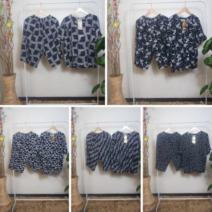 (LD 120 CM) Daster Qonita Batik Pekalongan Setelan Celana K 3/4 Sakura Jumbo