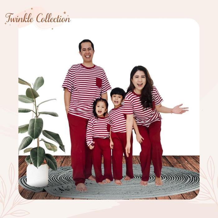 Family Pajamas Couple Set Baju Tidur Piyama Couple Keluarga Unisex Kaos Katun GREET Adult & Kids