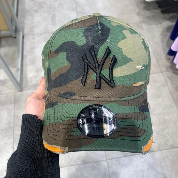 Topi Pria New Era Original Aframe Damage New York Yankees Camo New