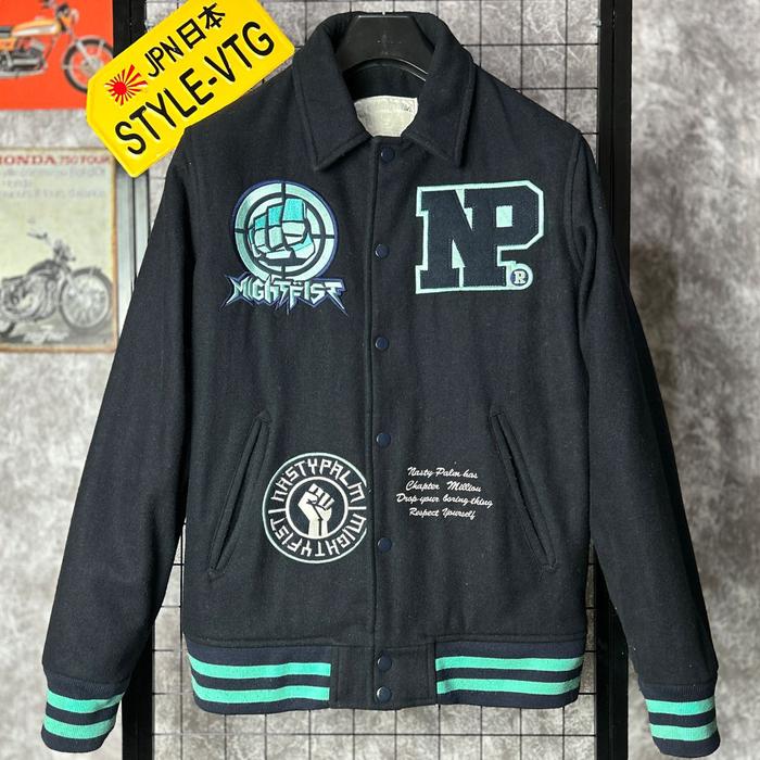 Nasty Palm wol wool work jacket varsity letterman jaket baseball bkn sukajan tfoa yellow corn mlb st