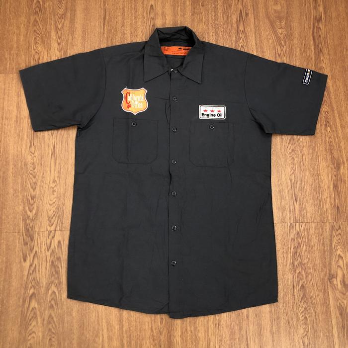 Kemeja Red kap workshirt Pria vintage