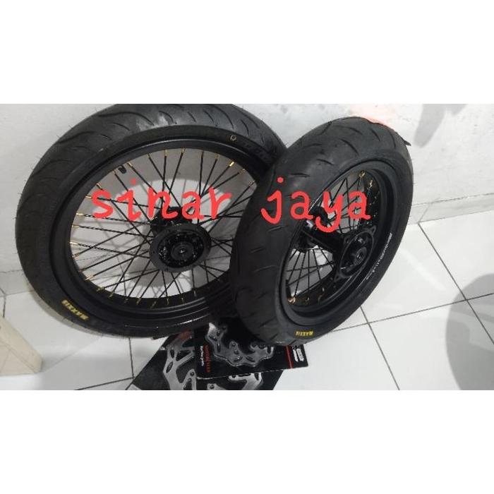 paketan velg set ban klx d tracker ring 17 14 tapak lebar 250 300 or 350 supermoto klx 150 dtracker 