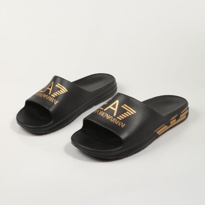 SANDAL PRIA - ARMANI EMPORIO EA7 CRUSHER DISTANCE BLACK GOLD ORIGINAL AUTHENTIC