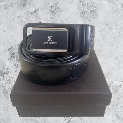 Ikat Pinggang Pria LV Emboaa Gesper Model Rel Sabuk Kulit Automatic