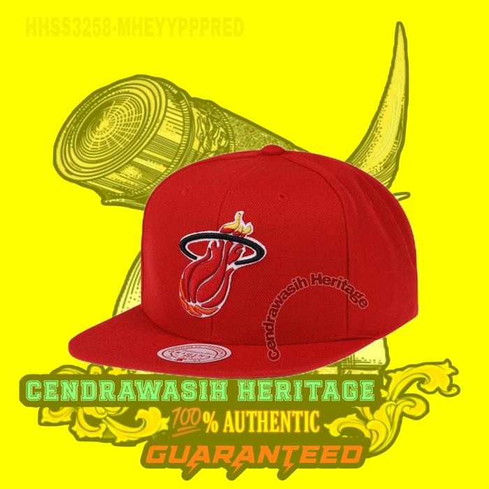 Mitchell And Ness Nba Team Gound Miami Heat Snapback Cap 100% Authentic