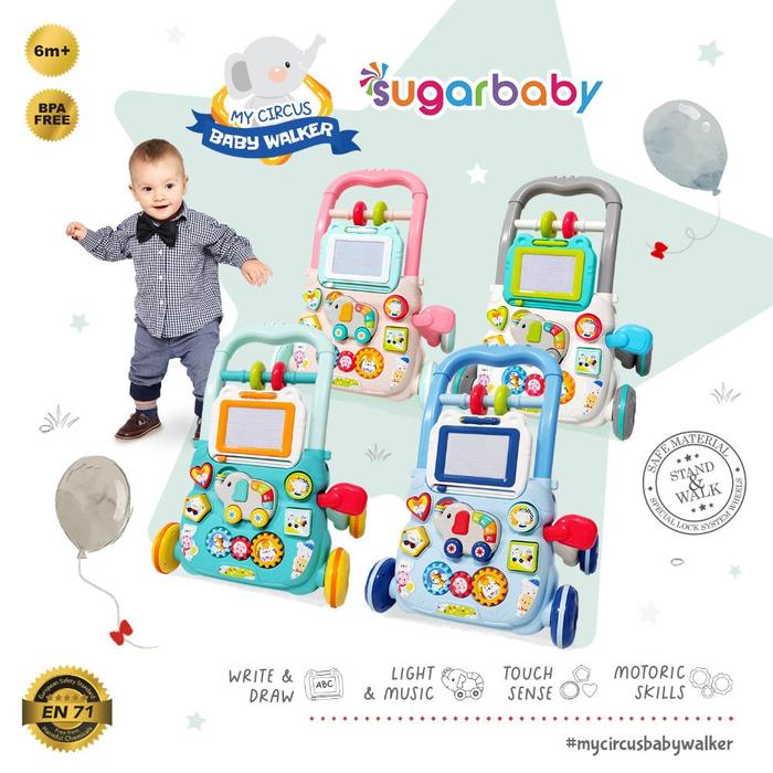 Sugar Baby My Circus Push Walker (Baby Walker)/ Mainan Dorong Bayi/Sugar Baby Mini Car Walker