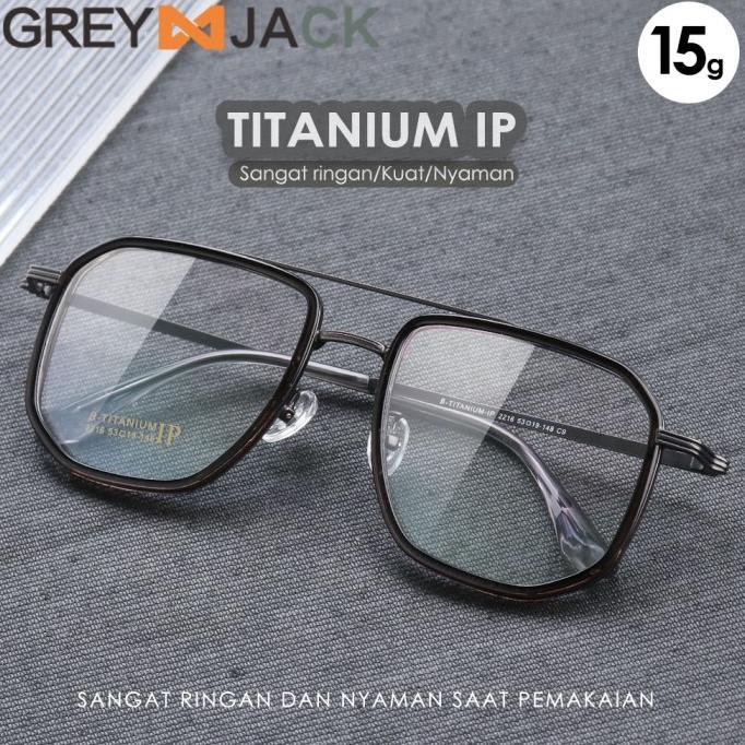Grey Jack Frame Kacamata Titanium Aviator Kotak Ringan dan Kokoh 2216