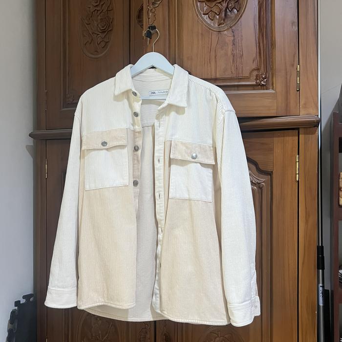 ZARA BEIGE CORDUROY JACKET MEN SZ L