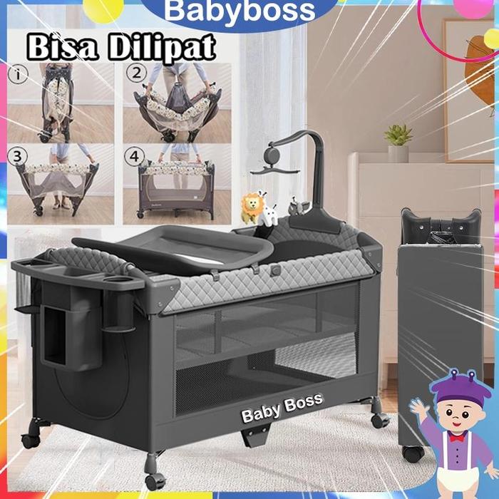 Tempat Tidur Bayi Box Bayi Tempat Tidur Bayi Lipat Multifungsi Kasur Bayi Set Kelambu Ranjang Bayi G