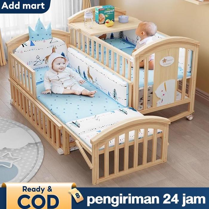 Ranjang Bayi Tempat Tidur Bayi Tempat Tidur Bayi Box Tempat Tidur Anak Ranjang Bayi Kayu 0-10 Tahun