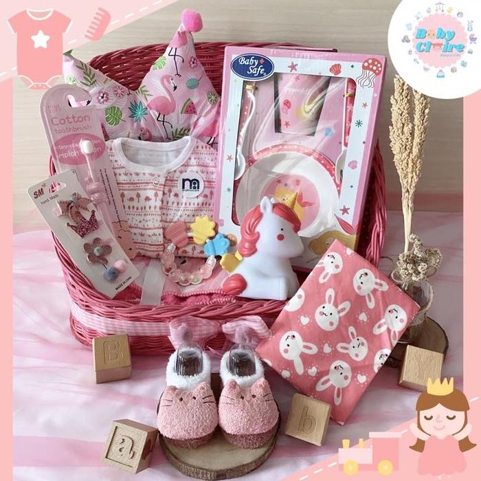 Mothercare hampers baby girl & alat makan set, kado lahiran bayi perempuan, parcel bayi, kado ulang