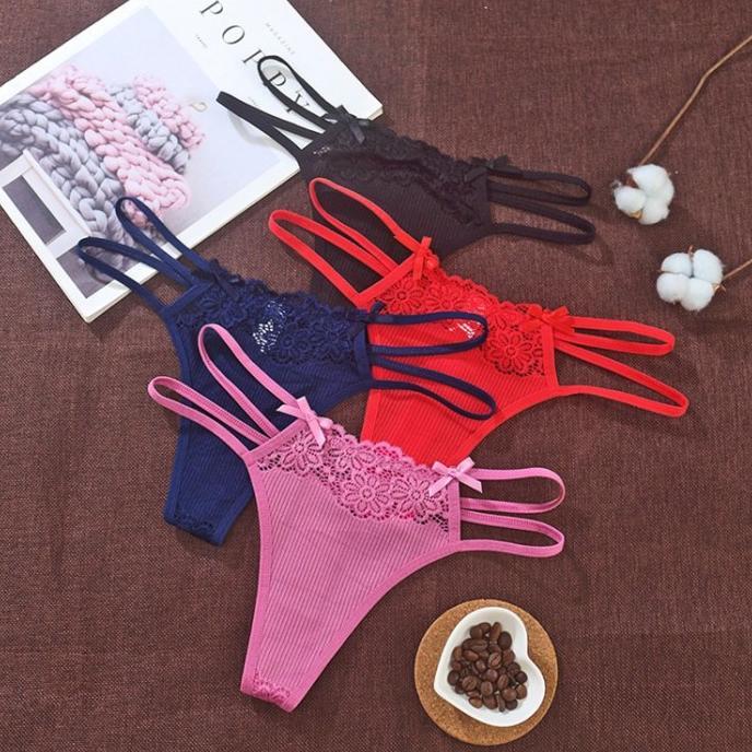 Celana Dalam Wanita Renda Transparan seksi dua tali G String C2260