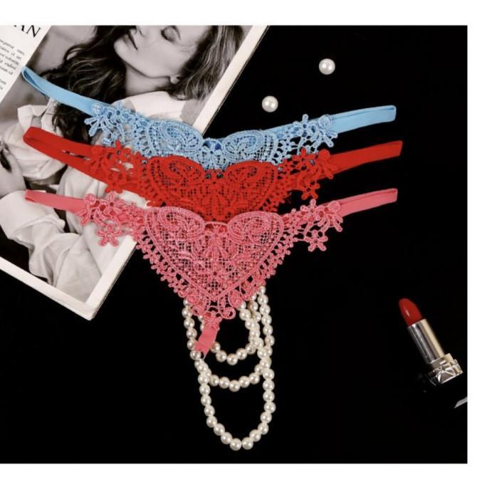 G String Wanita Sexy Hot Mutiara V Thong G String Lingerie C1970
