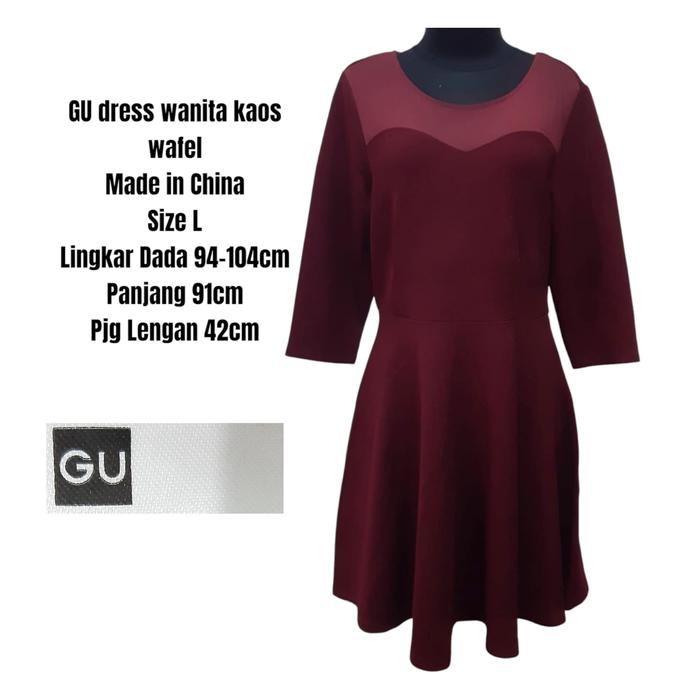 GU dress wanita kaos wafel