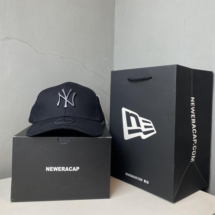 Topi Baseball MLB Caps New Era Logo NY Plat Besi Hitam