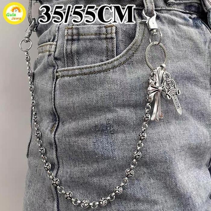 CHROME HEARTS RANTAI JEANS SALIB MANIK-MANIK BUNDAR PEDANG