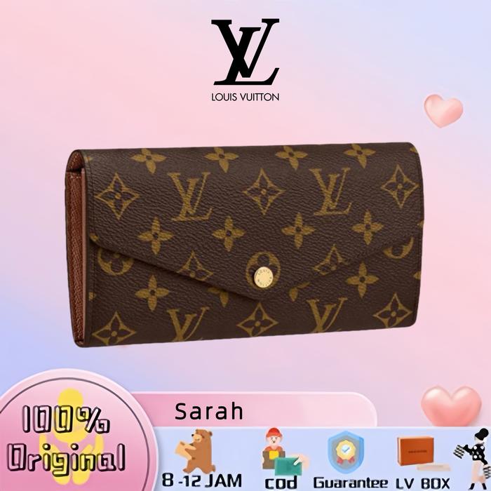 【100% Original】LV Louis Vuitton Sarah Dompet wanita/Dompet Presbiopia Coklat/dompet blok warna/Dompe