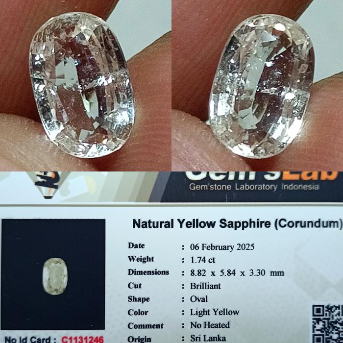 NATURAL YELLOW SAPPHIRE SRILANKA MEMO GLI