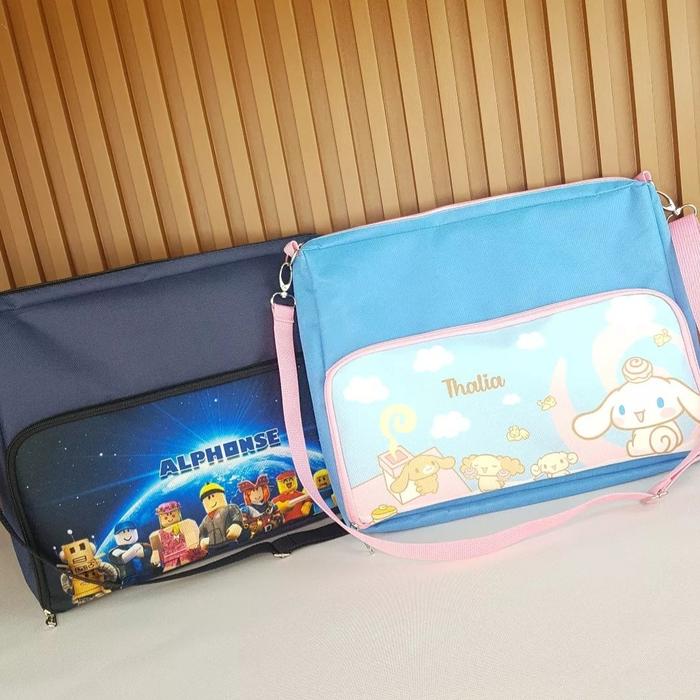 TAS FOLDER ANAK Tas Les Custom DATA BAG PRINT Tas Selempang Anak A4