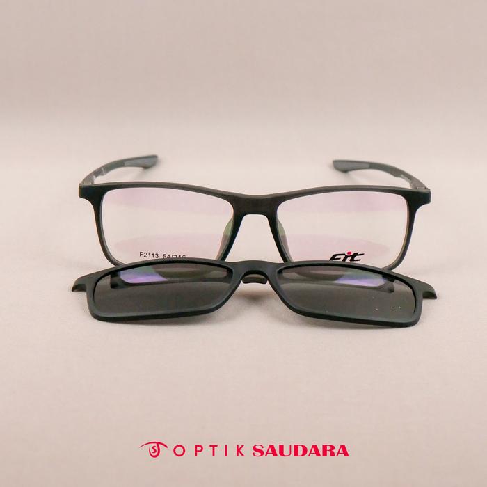 Optik Saudara - Frame Fit - Kacamata Pria Clip On Model Kotak Sporty Kekinian F F2113 C3 54 CLIP ON