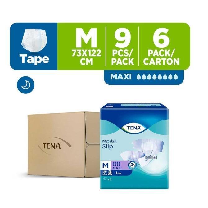 Tena Proskin Slip Maxi Unisex Adult Diapers M - Case (6 x 9pcs)