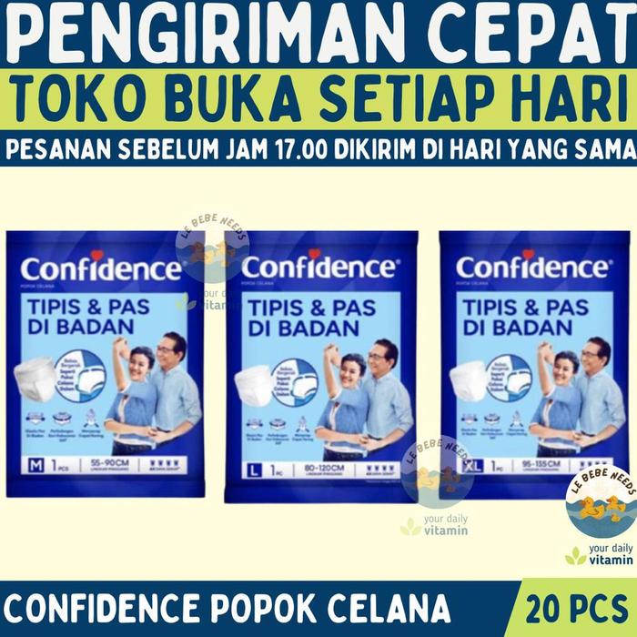 Confidence Popok Dewasa 20 pcs - Confidence Adult Premium Pants M L XL - Confidence Popok Celana Dew