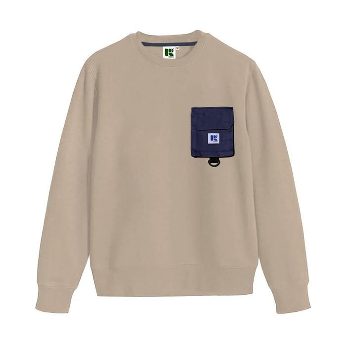 Terlaris Russ Sweater Crewneck Pria Pouch Break Cream ( Up To Big Size ) Termurah