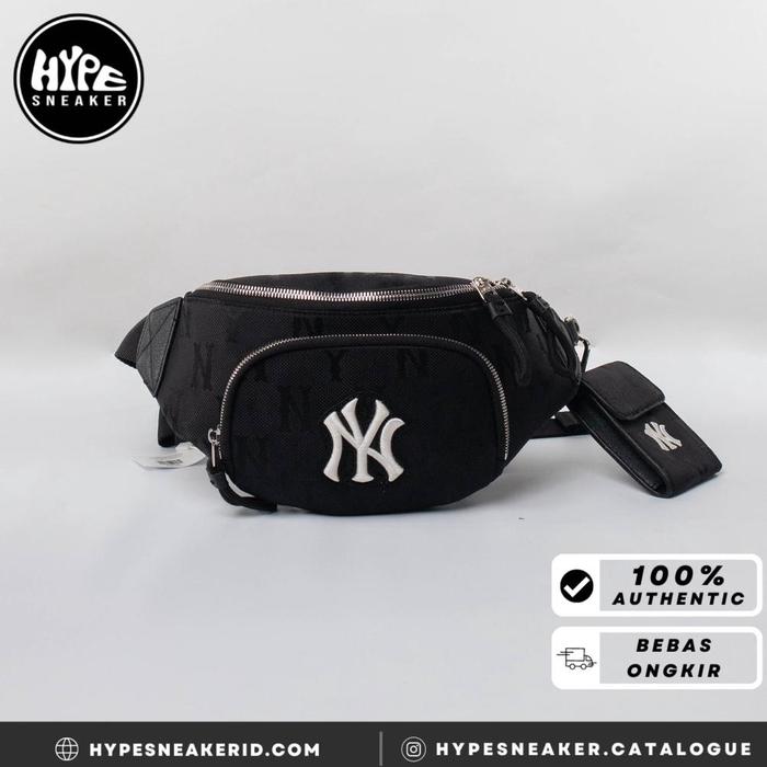Tas MLB NY MONOGRAM BLACK WAIST BAG WITH POUCH 100% ORIGINAL