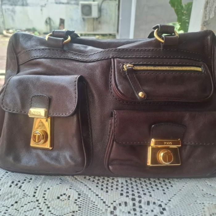 tas tods tracolla brown leather made in italy original
