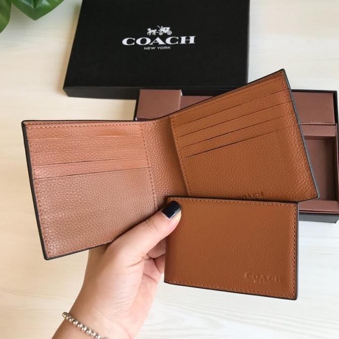 Coach Compact Id Wallet In Varsity Leather Terlaris