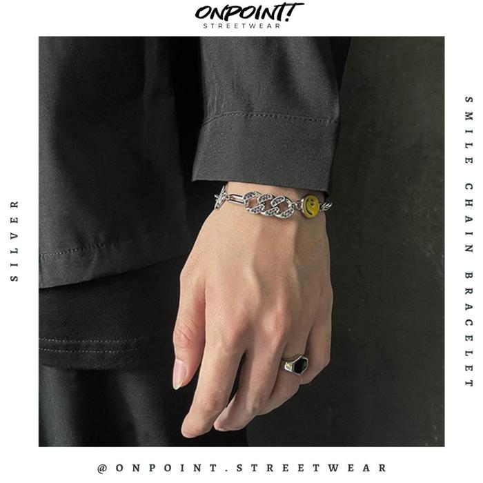SMILE SATURN BRACELET - GELANG PRIA RANTAI GELANG PRIA AKSESORIS FASHION GELANG TANGAN WANITA UNISEX