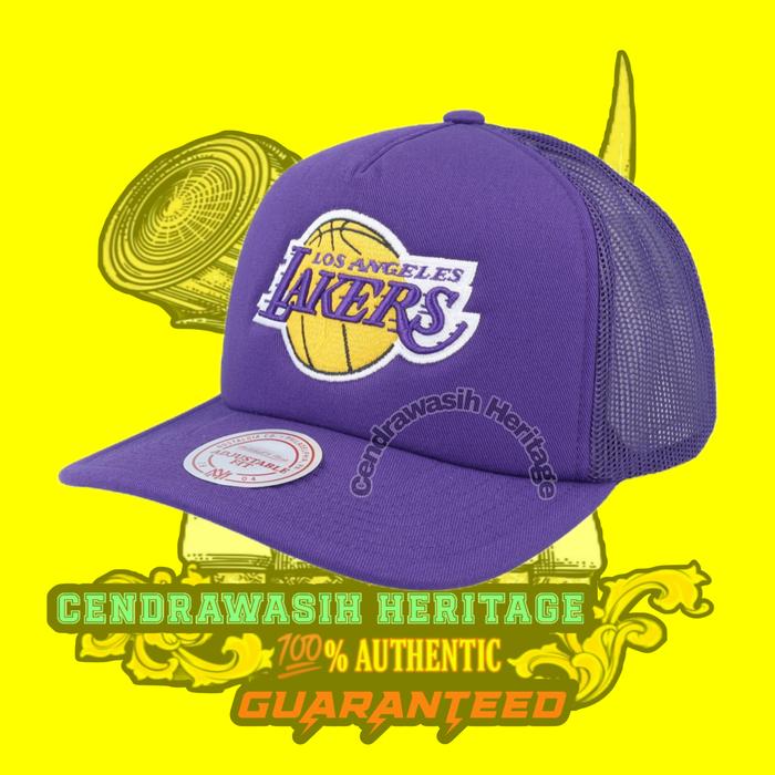 Mitchell And Ness Los Angeles Lakers Evergreen Purple Trucker Hat 100% Authentic