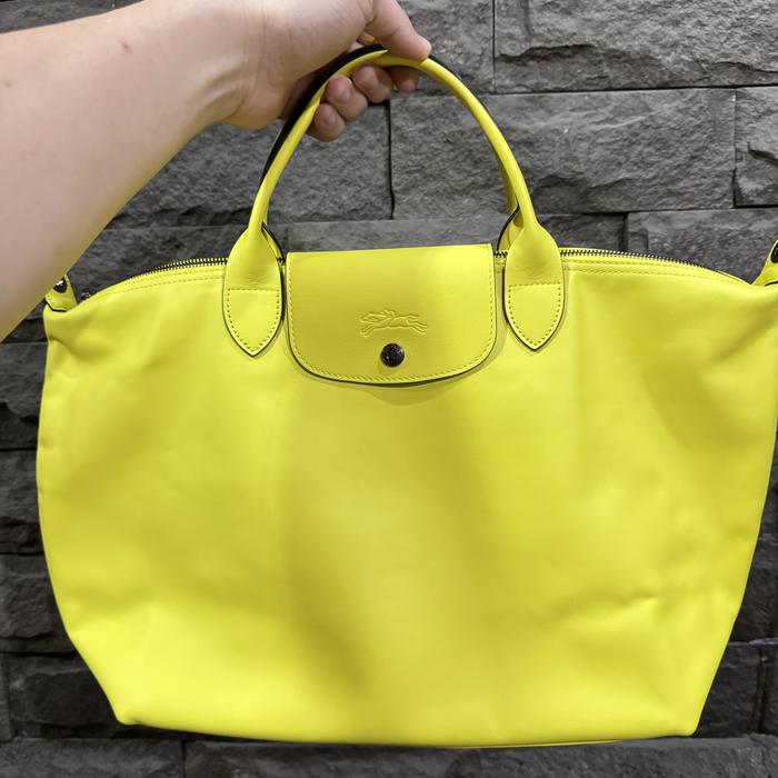 Preloved Longchamp Le Pliage Cuir Yellow Mint size Large