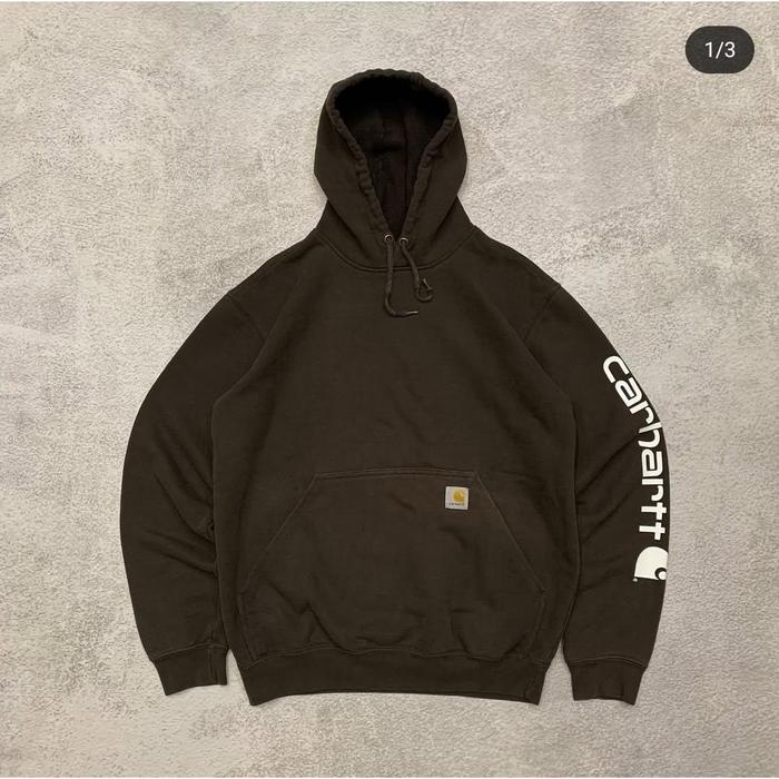 Hoddie carharrt brown spellout second original