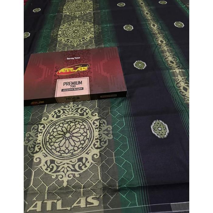 TERBAIK SARUNG ATLAS PREMIUM 790 JACQUARD SONGKET SPECIAL HITAM PUTIH GOLD