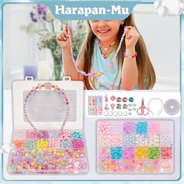 MAINAN MANIK ANAK GELANG DIY MANIK MANIK MAINAN EDUKASI KREATIFITAS ANAK MERONCE MANIK DIY BEADS MAI
