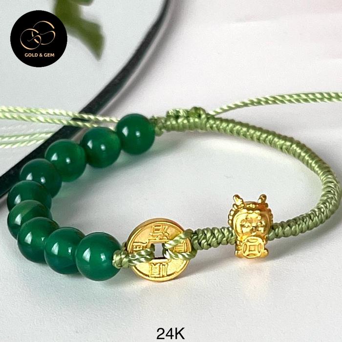 Gelang charm emas 24k Naga koin