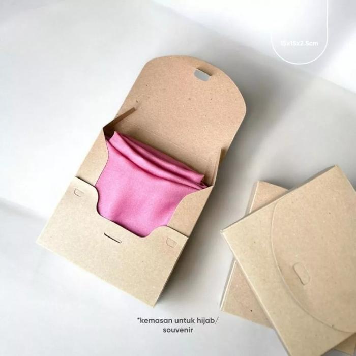 Box Hijab Square Brown Kraft Dus Jilbab Scarf Small Ukuran 15x15x2 cm