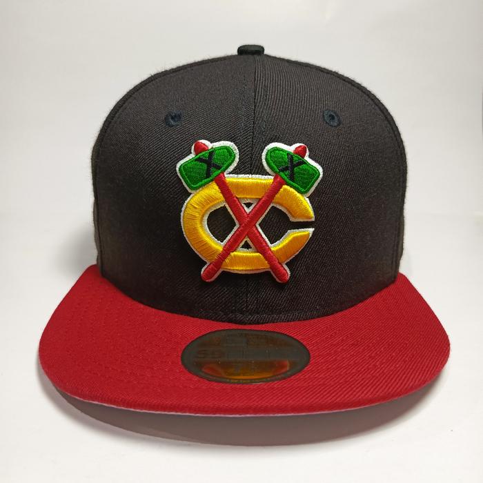 TOPI NEW ERA NHL Chicago Blackhawks 59FIFTY MERAH HITAM
