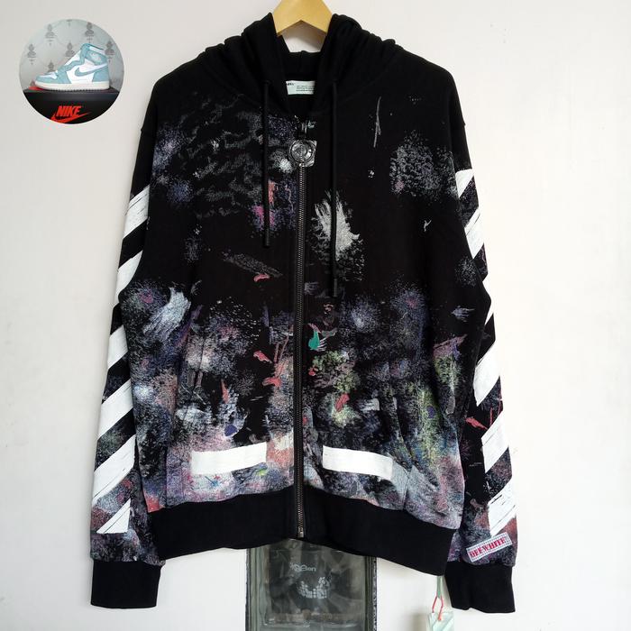 Hoodie Zipper off white gradasi galaxy brushed size tag xs fit ke L NEW bnwt