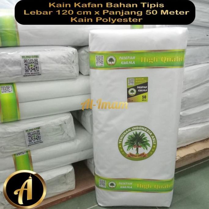 kain kafan 1 roll l-120cm x p-50 meter kain tipis cap pelepah kurma