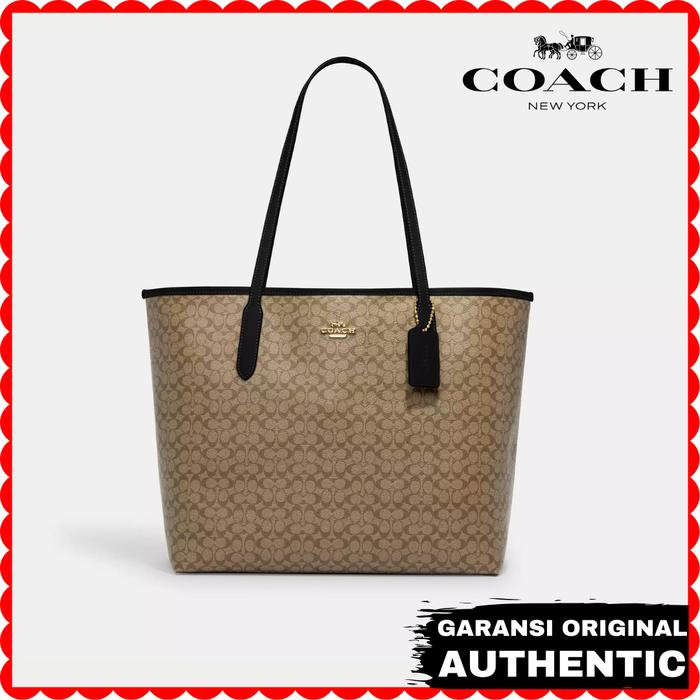 Tas Tote Bag Coach Wanita City Micro Signature Canvas Original Branded Authentic